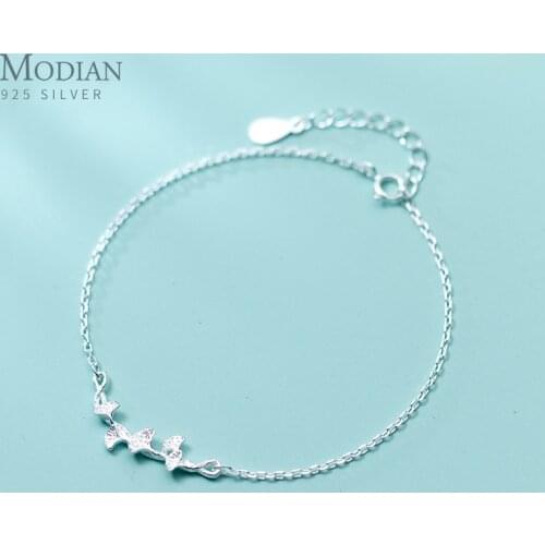 Modian New Arrival Genuine 925 Sterling Silver Morning Glory Flower Fashion Bracelet For Women Classic Plant Simple Fine Jewelry
