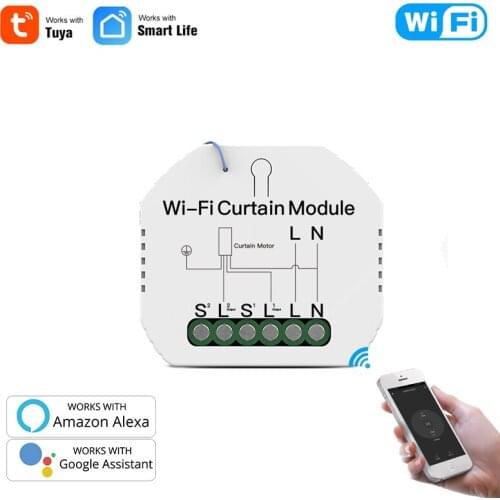 Tuya Smart Life,WiFi Mini Smart Curtain Switch Module,Roller Blinds Shutter for AC Motor,Support RF433mhz Alexa Google Assistant