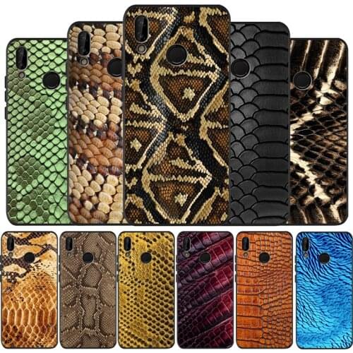 Snake Skin Printing Black Silicone Soft Phone Case For Huawei 40 30 20 10 9 Lite Pro P smart 2019 Y6 Y6 Prime2019 Y9 2018