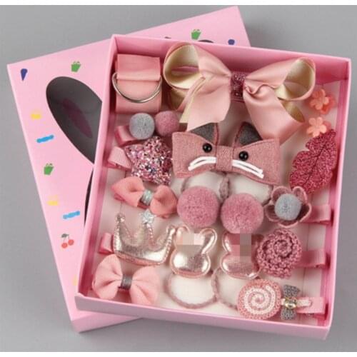 18 Piece Hair Clip Set Cute Hair Accessories Girl Headwear Bow Flower Animal Hairpins Hair Band Cartoon Elastic Headdress Gift