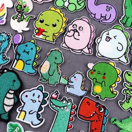 DIY Cute Things Clothes Patches Embroidered Patch Cartoon Dinosaur Patches For Clothing Funny Animals Iron On Patches On Clothes
