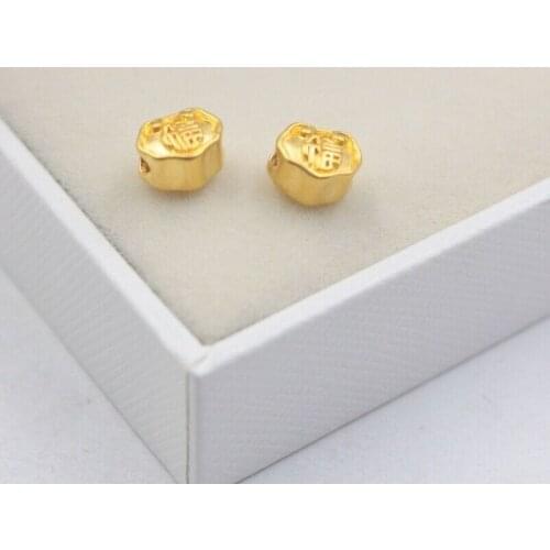 Real 24K Yellow Gold Lock Pendant 3D Craft Small Lucky Lock Bead Pendant