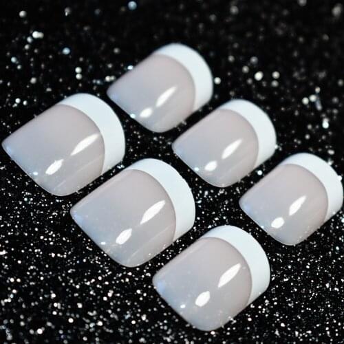 Natural Light Pink Color White French Fake Nails Full Cover Simple Beauty Manicure faux ongle naturelle False Nail for Office