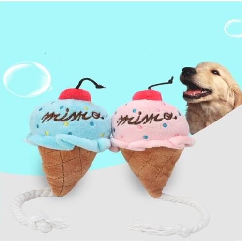 Pet plush toys bite-resistant vocal molar toys cute shape ice cream plush toys,Q35