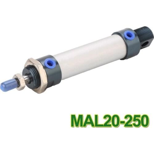 MAL20-250 High quality double acting pneumatic small cylinders aluminum alloy 20mm bore 250mm stroke mini air cylinder