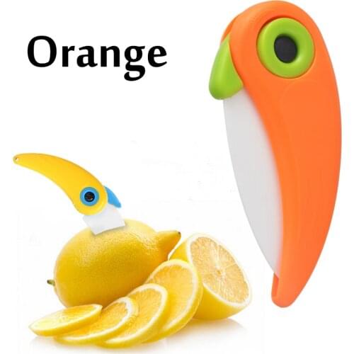 Portable Mini Blade Ceramic Peel Knife Pocket Fold Knife Cut Slice Picnic Fruit Knife Bird Pattern Vegetable Kitchen Tool