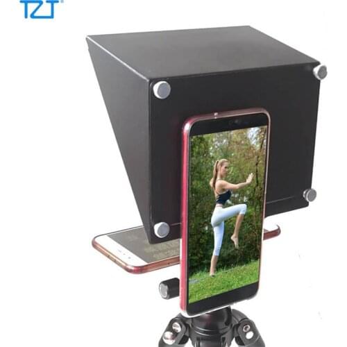 TZT Mobile Phone Teleprompter Portable DSLR Camera Prompter YS-ZX5 for Live Shot Video Interview Speech