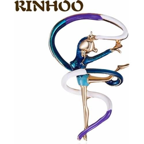 Rinhoo Charm Enamel Lapel Pins Gymnastics show Beauty Lady Girl Brooches Fashion Party Casual Sport Jewelry Gifts For Friends