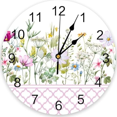 Pink Morocco Spring Flower Vanilla Wall Clock For Modern Home Decoration Teen Room Living Room Needle Hanging Watch Table Clock