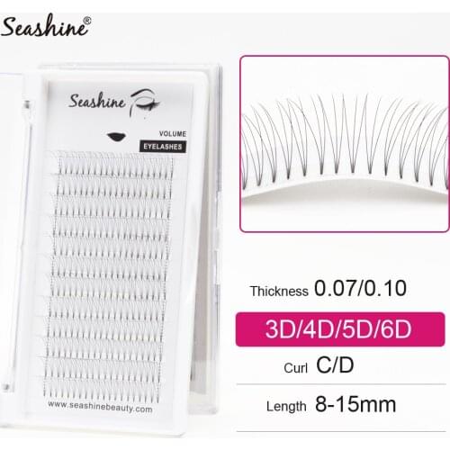 Seashine Short stem 3D 4D 5D 6D Pre Made Volume fans Faux Mink Premade Russian Volume Eyelash Extension