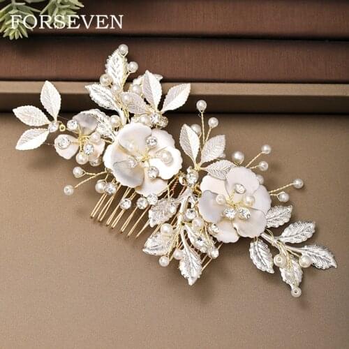 Flower Hair Comb Accessories For Women Wedding Hair Comb Jewelry Pearl Rhinestone Comb Headband Wedding Bride Accessories