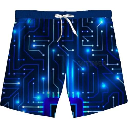 New Fashion Chips 3D Print Electronic Woman Men Summer Beach Loose Shorts Casual Pants Polyester V20