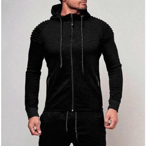Sportwear Zipper Hoodie solid color Jacket fitness Tracksuit Hooded Pullover mens coats and jackets plus size tops Sweatshirt
