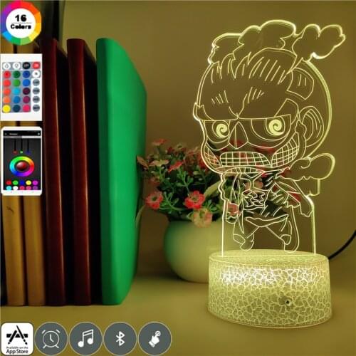 Bedroom 3D Night Light LED Nightlight App Control Attack on Titan Reiner Braun Giant of armor Figure Table Lamp Birthday Decor