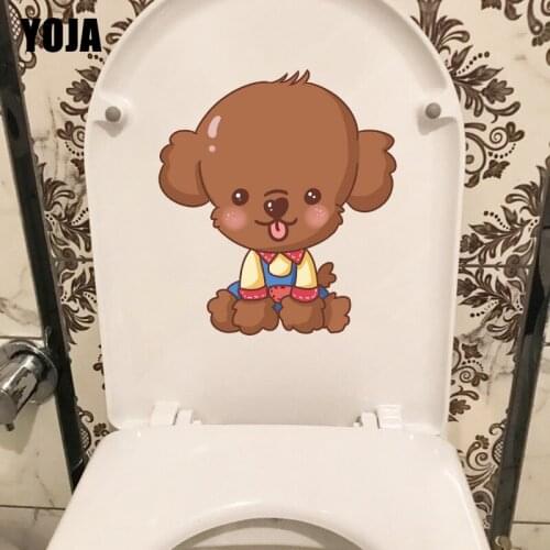 YOJA 18.4×20.6CM Modern Home Decoration Cute Bichon Kids Room Wall Sticker WC Toilet Accessories T1-2378
