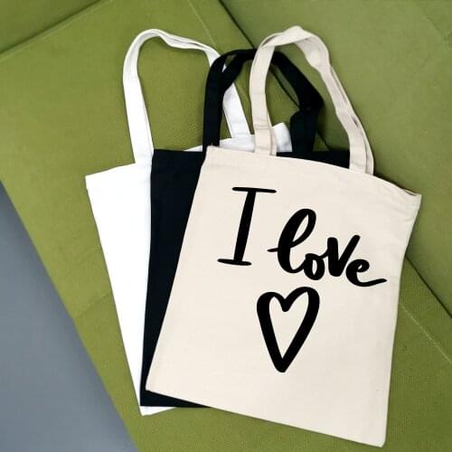 Loves Canvas Shoulder Bag for Women Daily Shopping Bag with Fairytale Print Student Book Bag Thick Cotton Cloth Bag Girls Bag