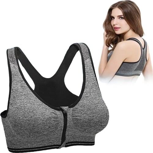 Zipper Push Up Women Sports Brassiere,Padded Wirefree Shockproof Breathable Sports Tops,Fitness Gym Yoga Sports Bra Top