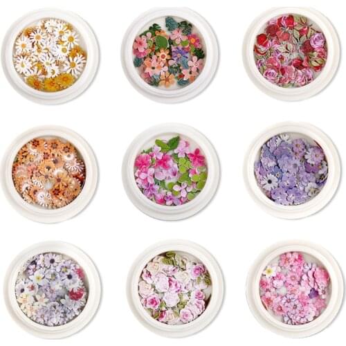 1 Set 9 Styles Wood Pulp Sheets DIY 3D Flower Nail Decal Stickers for UV Epoxy Resin Molds Nail Art Manicure Handcraft