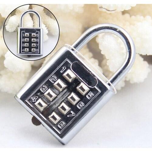 1PCS Silver New Style 4 Digit Push Button Combination Padlock Number Luggage Travel Code Lock Travel Accessories