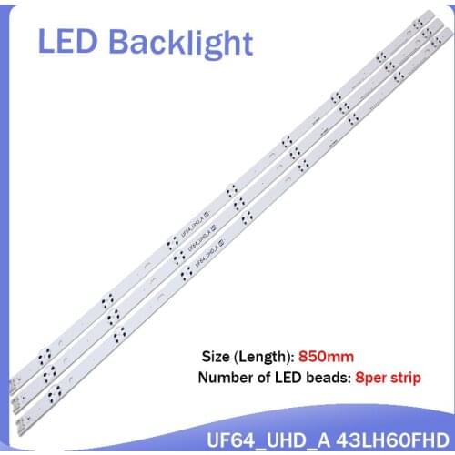 100% New 10set=30pcs 8LED 850mm LED backlight strip for LG 43UH6030 43UF640 HC430DGN-SLNX1 UF64_UHD_A 43LH60FHD EAV63192501