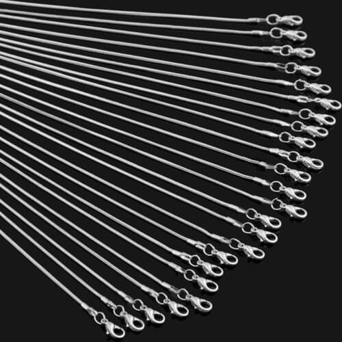 12Pcs/Lot 1.2mm 45/50/55/60cm High Quality Snake Chain Necklace For Pendant With Lobster Wholesale Jewelry Findings