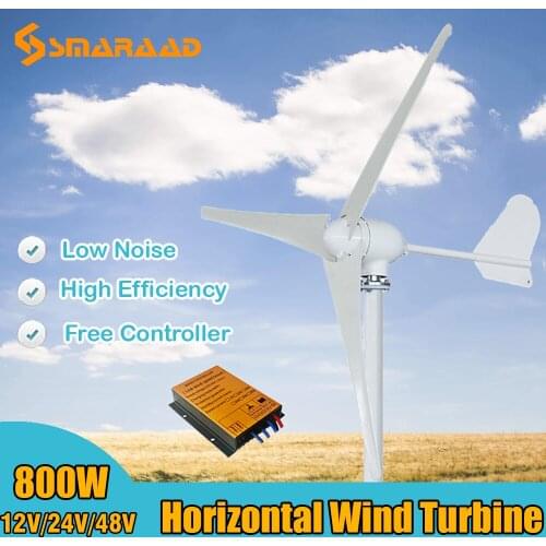 15 years Life 800W Wind Turbine Wind Generator 3pcs Blades Start Wind Speed 3m/s with Waterproof MPPT Controller for home use