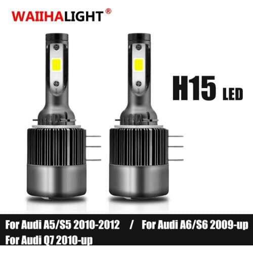 2PCS COB Chip H15 Led 8000lm 72w High Beam Headlight and Daytimes running light For Audi A5 A6 Q7 Stock Replacement 6000K