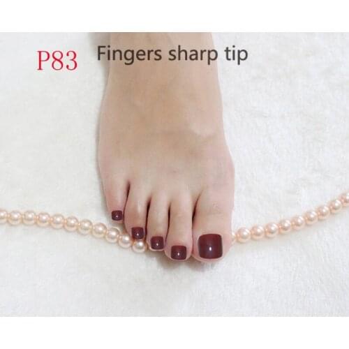 24PCS fashion design cute toes latest French style candy colorful fake toe short paragraph 24pcs Deep burgundy #P83