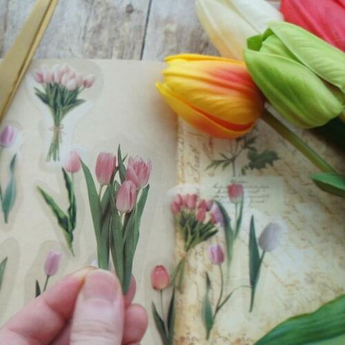 38pcs MIX Size Colorful Tulip Flower Style PVC Sticker Scrapbooking DIY Gift Packing Label Decoration Tag