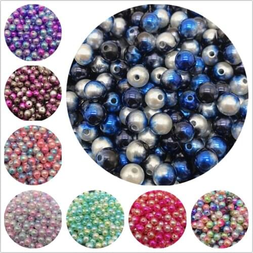 4/6/8/10mm Acrylic Spacer Beads Rainbow Beads Round Loose Beads For Jewelry Making DIY Garment Pearls Beads