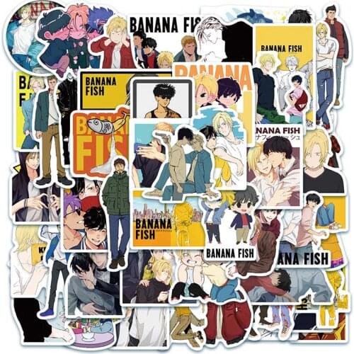 50Pcs Popular Animation Banana Fish Cartoon Sticker For Refrigerator Laptop Scooter Diary Book Suitcase Waterproof Toy Sticker