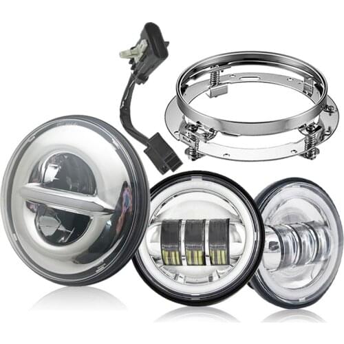 7 Inch LED Headlight & 4.5” LED Auxiliary Fog Passing Light For Touring Street Glide Road King Electra Glide Ultra Classic