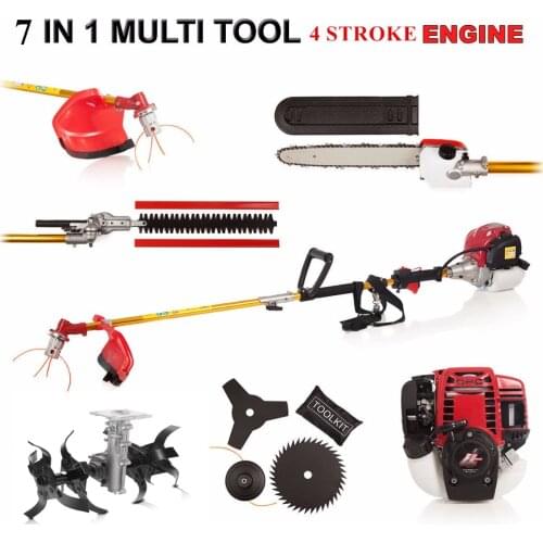 7 in 1 Multi tool Brush cutter 4 stroke GX35 Engine Petrol strimmer Grass cutter Tree Pruner hedge trimmer with garden tiller