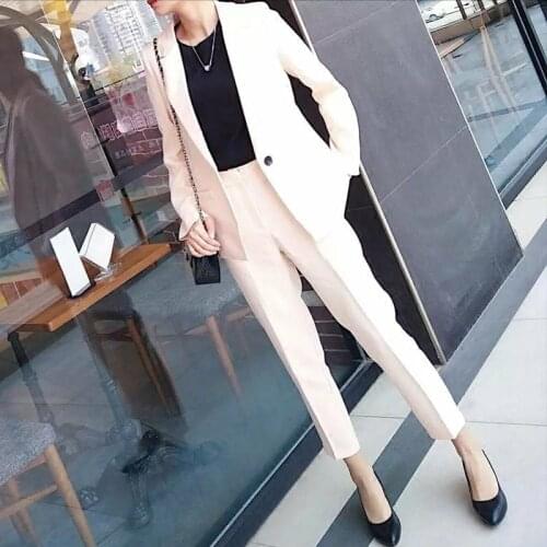 Pant Suits Women Work Pant Suits 2 Piece Sets Single buckle Blazer Jacket + Pant Office Lady Suit Women Pant Suits
