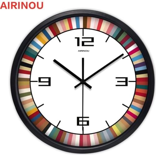 Airinou 12/14 Inch Large Rainbow Decorative Wall Clocks Home Decor Living Room Clock Round Wall Clocks Modern Design Wall Watch
