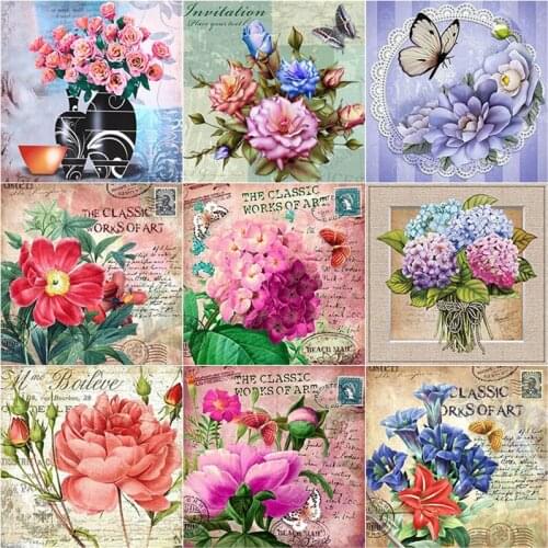 New 5D DIY Diamond Painting Full Square Round Drill Fresh Flowers Diamond Embroidery Scenery Cross Stitch Manual Home Decor Gift