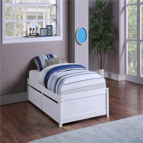 White Single Bed Twin Bed with 2 Storage drawers Bedroom Furniture Practical Furniture Bed For Home School Office US In Stock