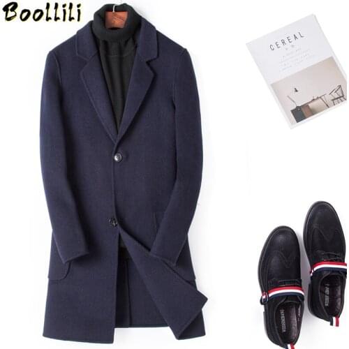Boollili 100%Wool Coat Men Spring Autumn Long Jacket Men Double-sided Korean Coat and Jacket Casaco Masculino
