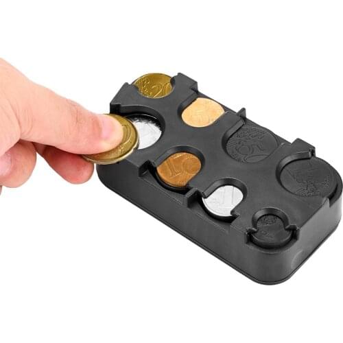 Car Interior Coin Case Black Coin Holder Storage Box Car Euro Coin Case Plastic Money Container Organizer Stowing