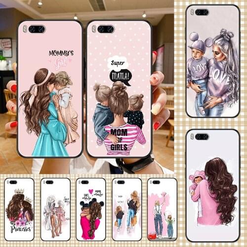 Spuer Mama Baby Mom Girl Phone case For Xiaomi Mi Max Note 3 A2 A3 8 9 9T 10 Lite Pro Ultra black tpu shell silicone back