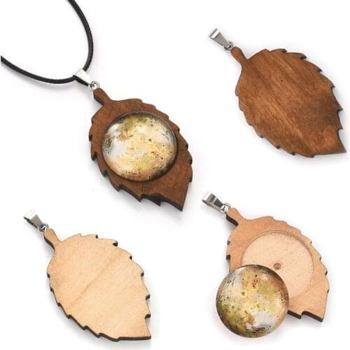 10pcs Wood Pendant Cabochon Base Setting Jewelry Making Accessories Necklace Blank Tray Setting Fit 25mm Glass Cabochons