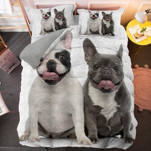 Home Bulldog Bedding Set Cute Pets Animal Dog Duvet Cover For Kids Adult Bedclothe Pillowcase Quilt Comforter Cover Lovely
