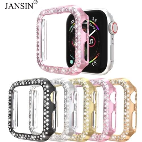 Double Rows Diamond watch case for apple watch case 38/42mm 40/44mm band PC Screen Protector cover for iWatch Series 6 SE 5 4 3