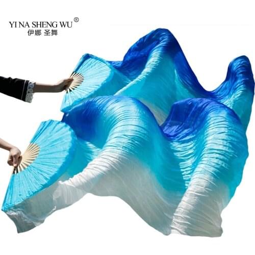 Women/Kids 1 Piece/1 Pair Imitation Silk Veil Colorful Long Fans Hand Made Belly Dance Performance Accessories Fans Adult 180cm