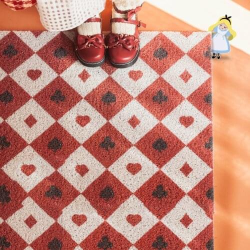 Entrance Door Mat Poker Cards Pattern Doormat Non Slip Low Profile Front Door Rug Outdoor Heavy Duty Diamond Check Welcome Mats