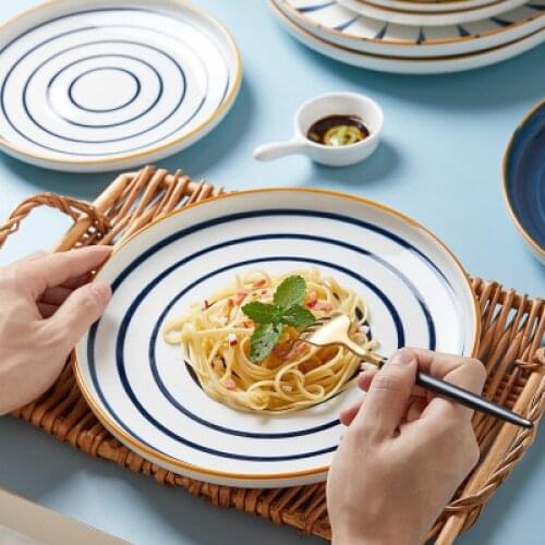 Creative Ceramic Plate Utensils Japanese-style Hand-painted Retro Steak Western Food Plate Fruit Disc Dessert Art Tableware
