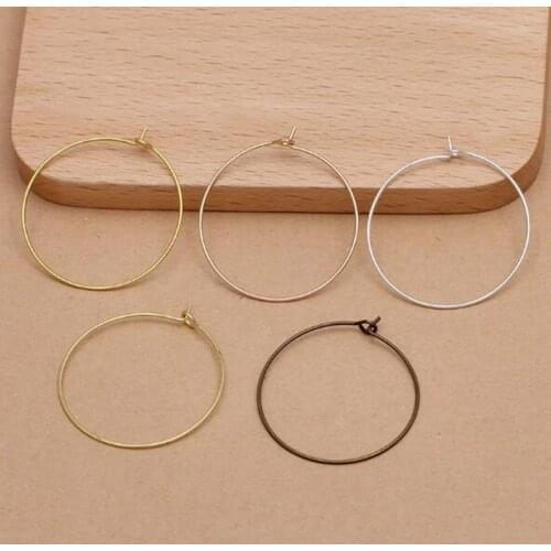 50pcs/lot 30x0.7mm Trendy Large Hoops Earrings Big Circle Ear Wire Loop Earrings Wires For DIY Jewelry Making Findings