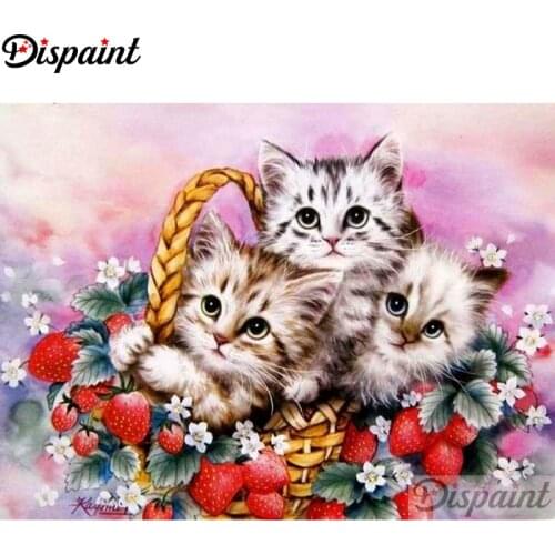 Dispaint Full Square/Round Drill 5D DIY Diamond Painting "Animal cat" Embroidery Cross Stitch 3D Home Decor A11437