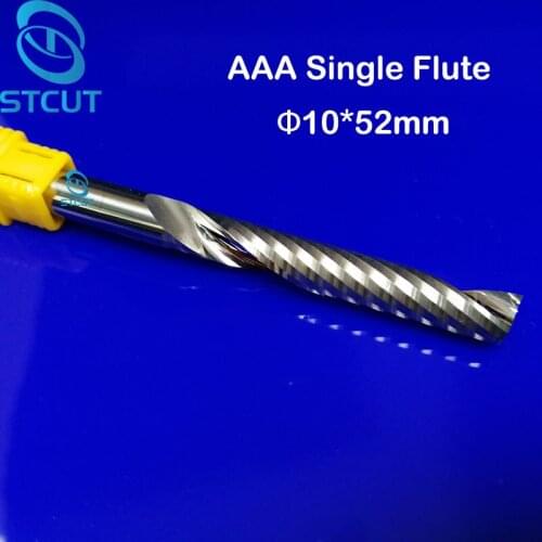 1pc AAA HQ 10*52MM Single Long Flute Bit Carbide End Mill Set, CNC Router End Mills for Wood Cutter Milling, Acrylic Cutting Bit