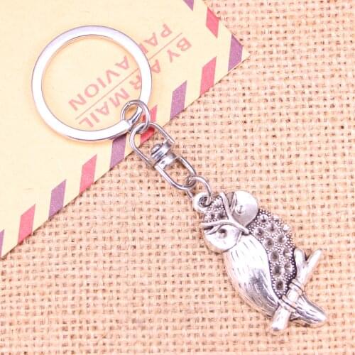 New Fashion Keychain 41x22mm owl Pendants DIY Men Jewelry Car Key Chain Ring Holder Souvenir For Gift